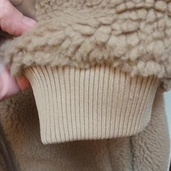 Fabletics Beige Teddy Bomber Jacket NWT